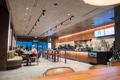 Interior photo of the Starbucks in Greenfield 